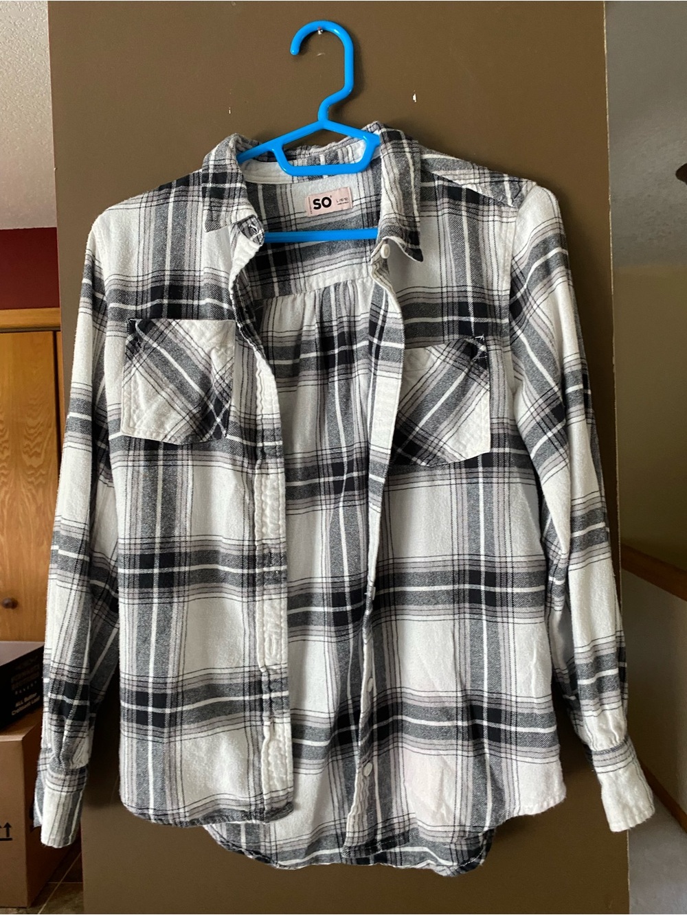 SO Black & White Plaid Flannel Shirt Kids